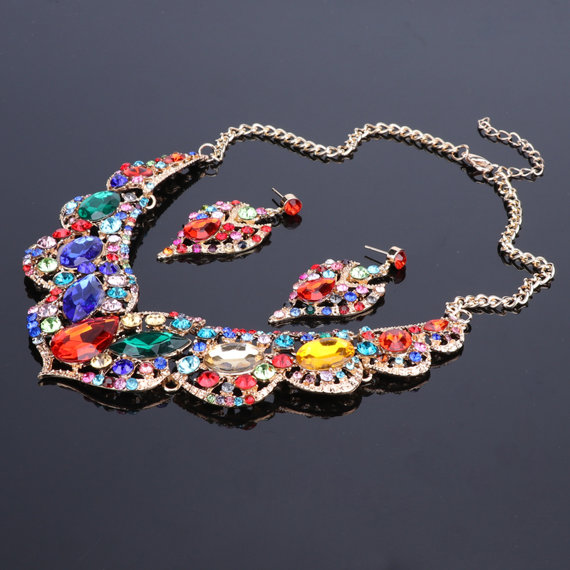 Set di gioielli da donna, da sposa, collana e orecchini pendenti con cristalli a goccia d'acqua a forma di goccia d'acqua_voghion.com