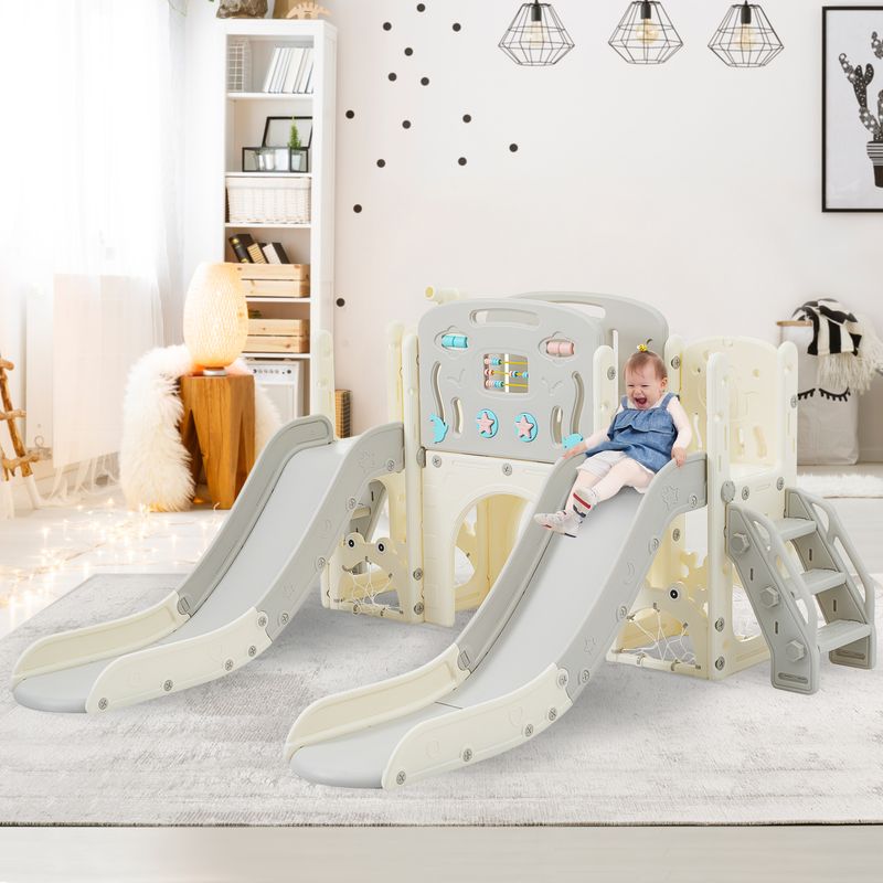 Kinderspielplatz-Set 8-in-1 con Rutsche, Bogentunnel, Basketballkorb e Teleskop_voghion.com