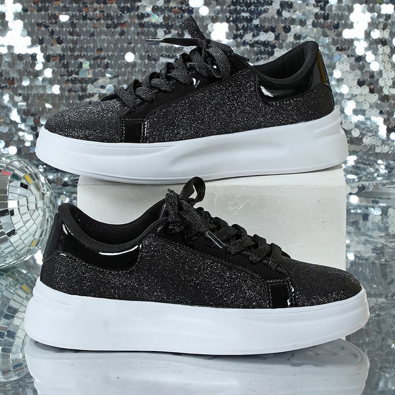 Sneakers alte con suola glitterata, spesse e taglie forti, lucide, versatili, alla moda, comode e alla moda, stile coppia, 25ss_voghion.com