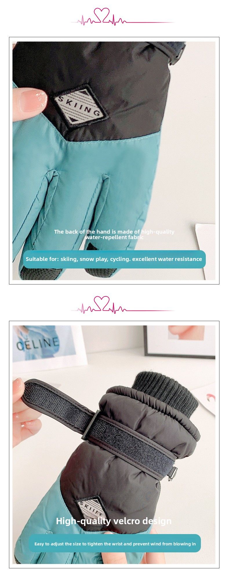 Winter Thickened Gloves Women, Windproof Waterproof, Suitable Cycling Skiing, Touchscreen Compatible, Cute Student_voghion.com