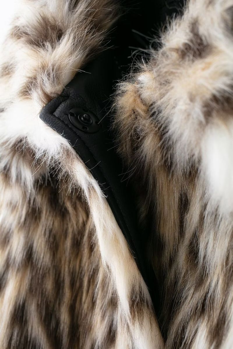 Damenkleeder Wild Leopard Print Nische Kuerzrevers Pelzmantel_voghion.com