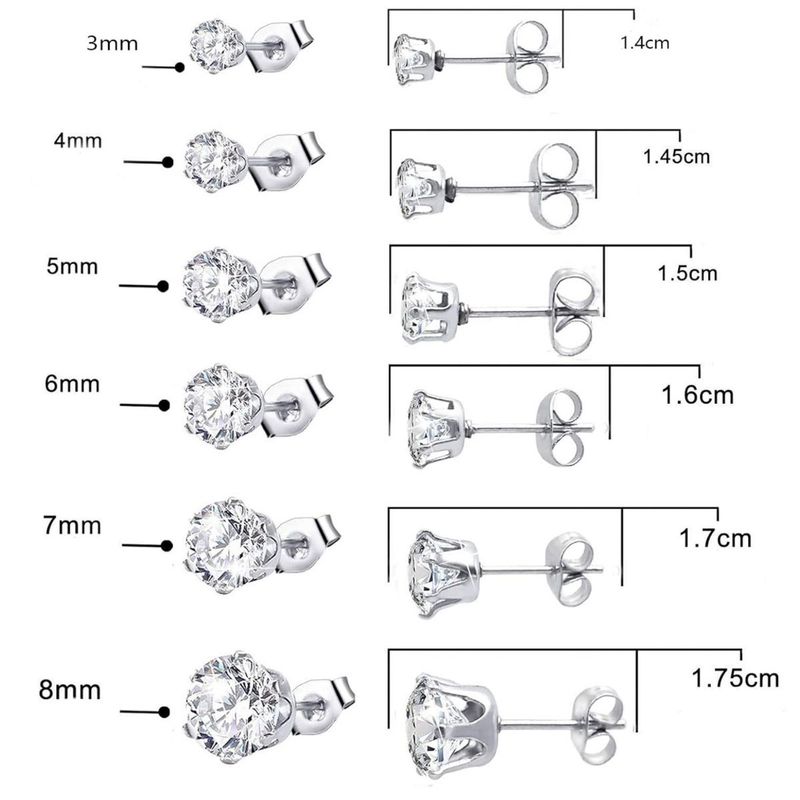 Stainless Steel Earrings For Women – Simple Zircon Rhinestone Studs, High-End Diamond Claw Design, Fashionable Minimalist Jewelry_voghion.com