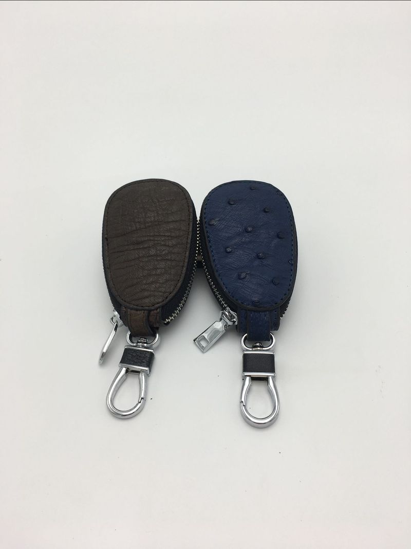 Sac porte-clés en cuir véritable à motif de grain d'autruche, nouvelle collection 2025_voghion.com