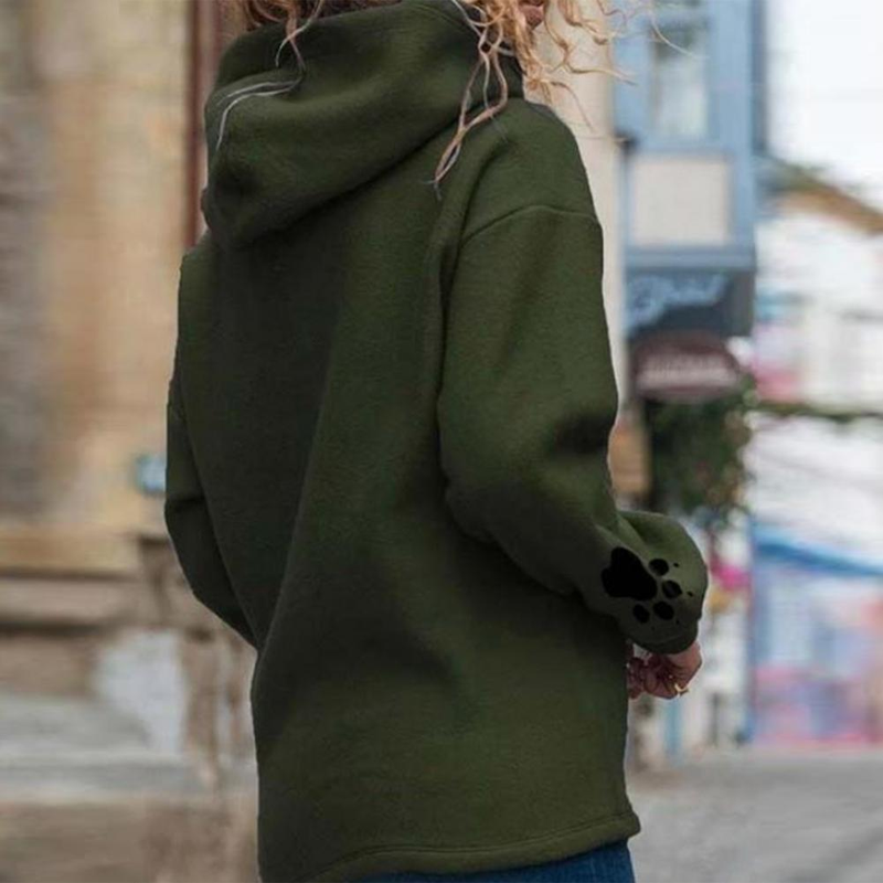 Herbst Winter Frauen Hund Pfote Druck Hoodie Langarm Pullover Mit Kapuze Sweatshirt Frühling Herbst Casual Hoodies Sweatshirt_voghion.com