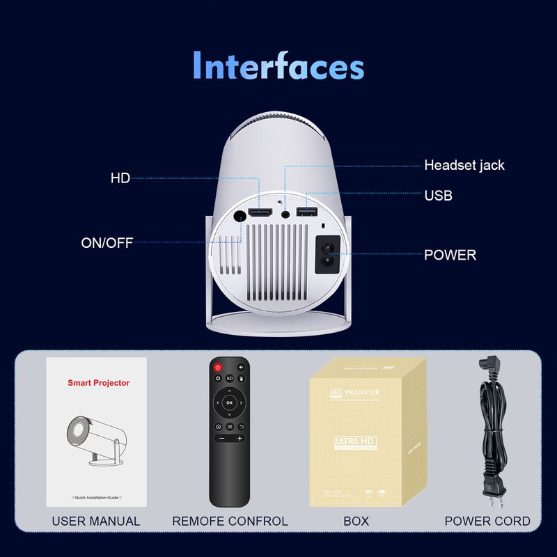 HY300Pro Projector, 1080P Full HD Supported Home Theater Projector With Allwinner H713 Chip, Mini Portable Outdoor Movie Projector For Bedroom Wall St_voghion.com