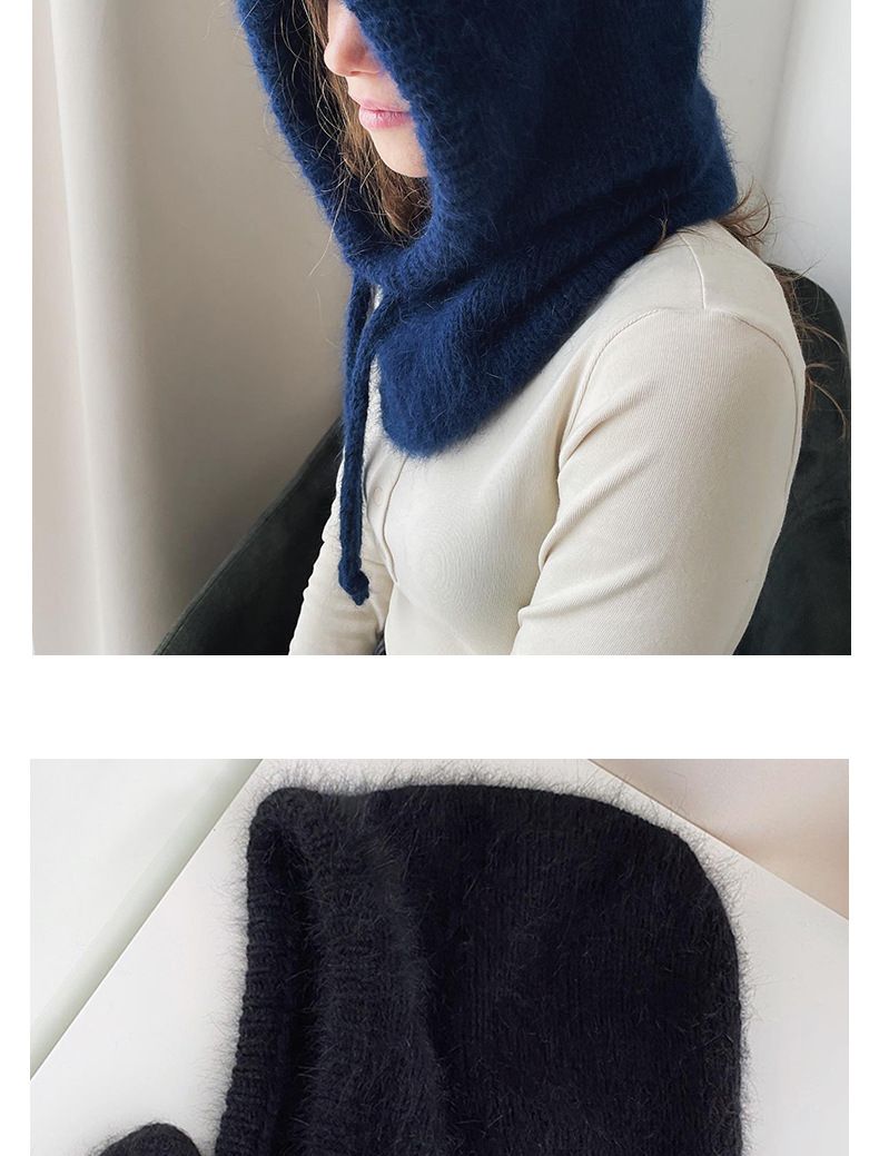 Cagoule coréenne, style étranger, mode automne-hiver, écharpe chaude, col intégré, bonnet tricoté en laine pour femme_voghion.com