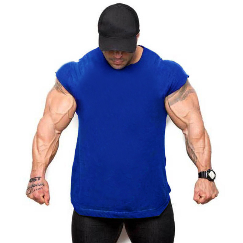 Muscle Fitness Brother Einfarbige Weste aus reiner Baumwolle mit leerem Teller für Herren, Sport, Lauftraining, dünnes ärmelloses Tanktop_voghion.com