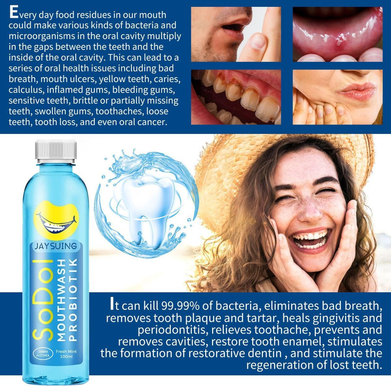 Enxaguante Bucal Jaysuing para Remover Manchas Dentárias, Odores, Limpeza e Cuidados Orais Refrescantes, Manutenção de Cáries novas_voghion.com