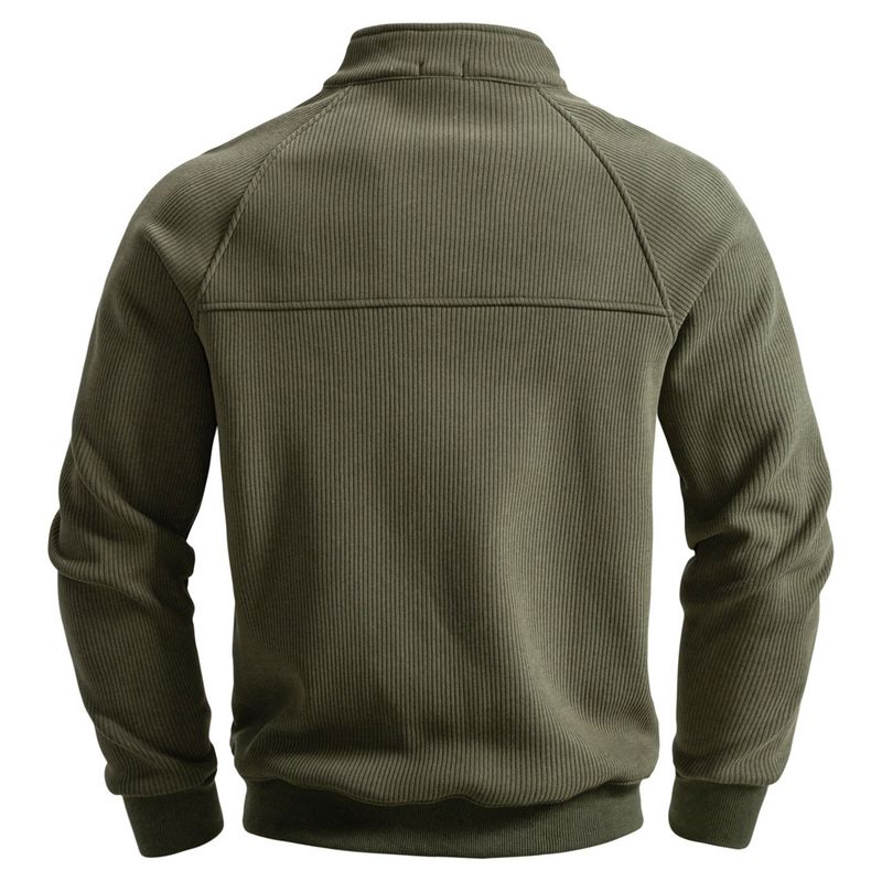 Felpa con cappuccio in pile con mezza zip da uomo - Elegante colletto alto, calda e comoda, casual da casa (blu navy, nero, verde militare, grigio chiaro, beige)_voghion.com