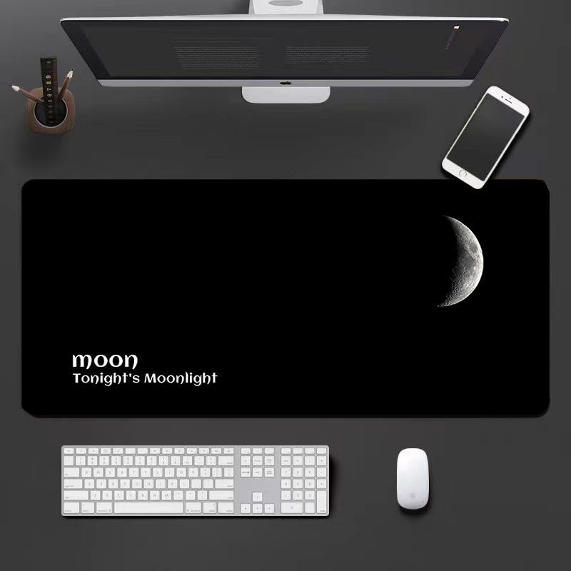 Minimalist Black Mouse Large Size High-End Feel Office Desk Mat Laptop Non-Slip Dirt-Resistant Keyboard Pad_voghion.com