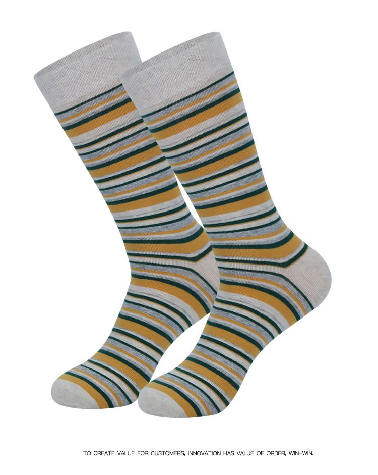 Vergrößerte lange gestreifte Herrensocken aus reiner Baumwolle für vier Jahreszeiten, dünne Deodorant-Socken mit hoher Taille_voghion.com