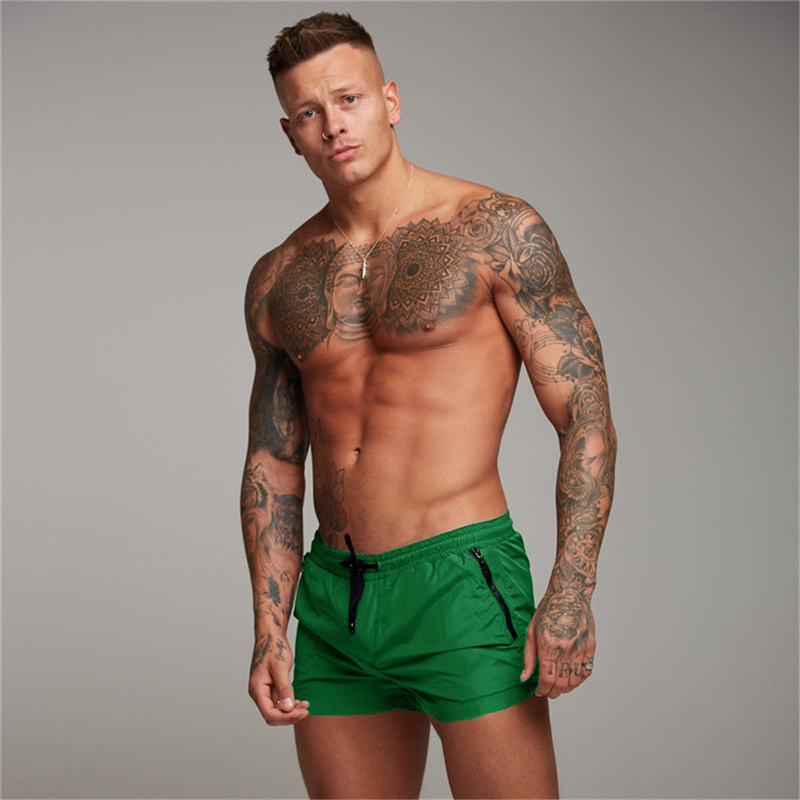 Schnelltrocknende Shorts für Herren – Strand- und Laufshorts für den Sommer, leicht und atmungsaktiv, mit Taschen (Schwarz/Blau, M-Large)_voghion.com