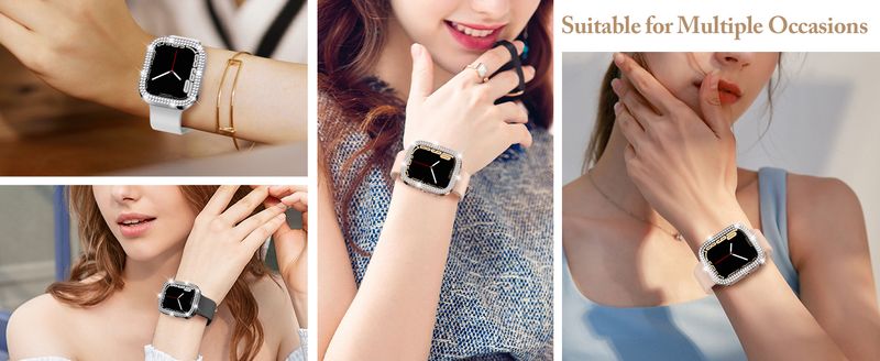 Bling Bumper für iWatch-Gehäuse 9 8 7 41 mm 45 mm Damen Diamant-Schutzhülle für iWatch-Serie SE 6 5 40 mm 44 mm Zubehör_voghion.com