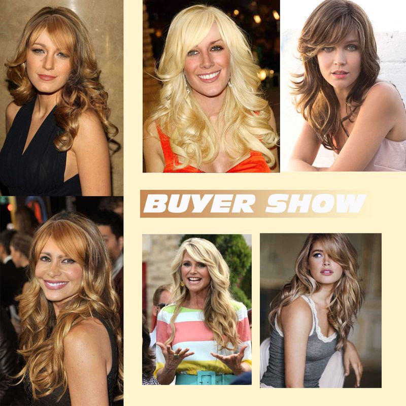 Synthetische Clip-in-Perücke für Damen, braun, seitlich gescheitelt, langes, lockiges Haar, Hochtemperaturdraht, Kopfbedeckung, modische Perücken_voghion.com