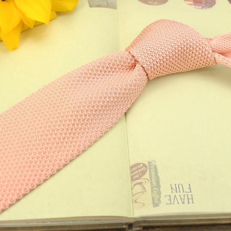 Cravatta per uomo, casual, versatile, stile college, da donna, 6 cm, tinta unita, rosa loto, lavorata a maglia, testa piatta, personalità piccola_voghion.com