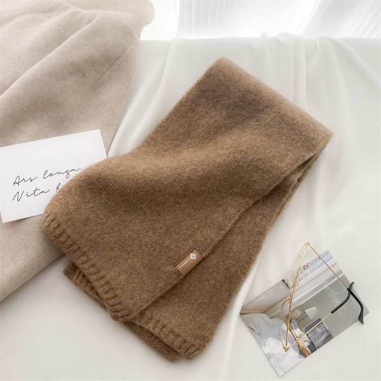 2025 New Trendy And Easy To Match Small Scarf Women's Autumn And Winter Soft Waxy Knitted Imitation Cashmere Neck Protection Scarf_voghion.com