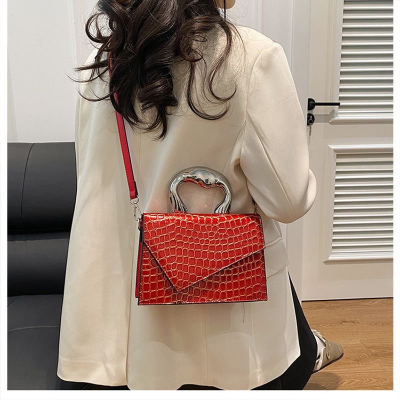 New Love Handheld-Tasche für Damen, Retro-Steinmuster, kleine quadratische Tasche, trendige und vielseitige Textur,_voghion.com