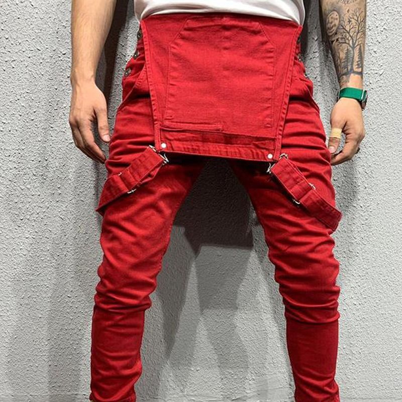 Dżinsy Denim Ogrodniczki Kombinezon Na szelkach Męskie Kombinezony Cargo Spodnie Robocze Plus Rozmiar Męskie Casual Moto Biker Spodnie_voghion.com