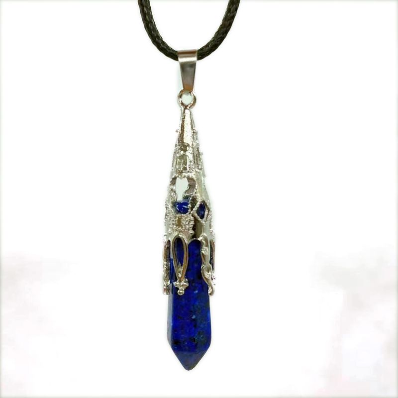 Colliers rétro bijoux cristal naturel gemme alliage pendule hexagonal Morning Glory pendentif simple pendentif collier_voghion.com