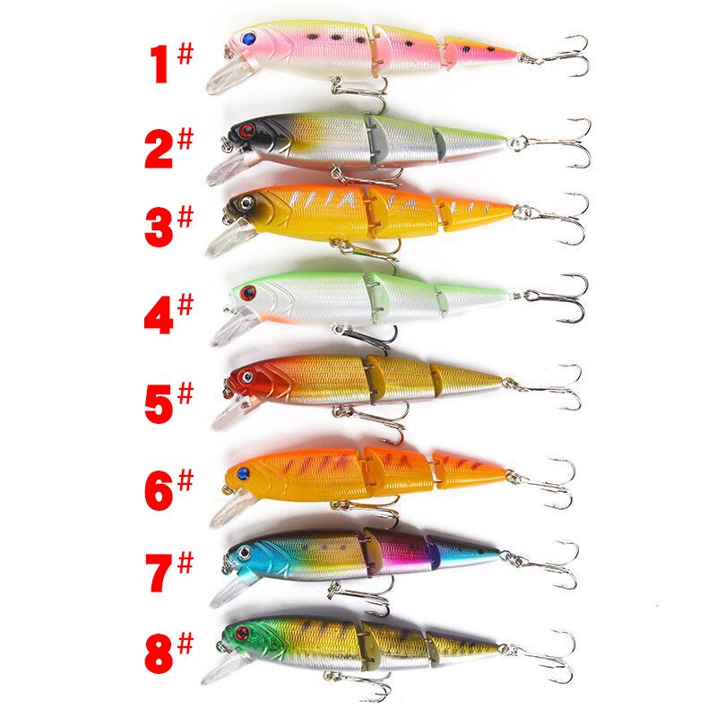 8 Colors Colorful Three Section Lure Bait 11.5cm/15g Simulation Hard Bait Minnow Bait Outdoor Fishing Gear Products_voghion.com