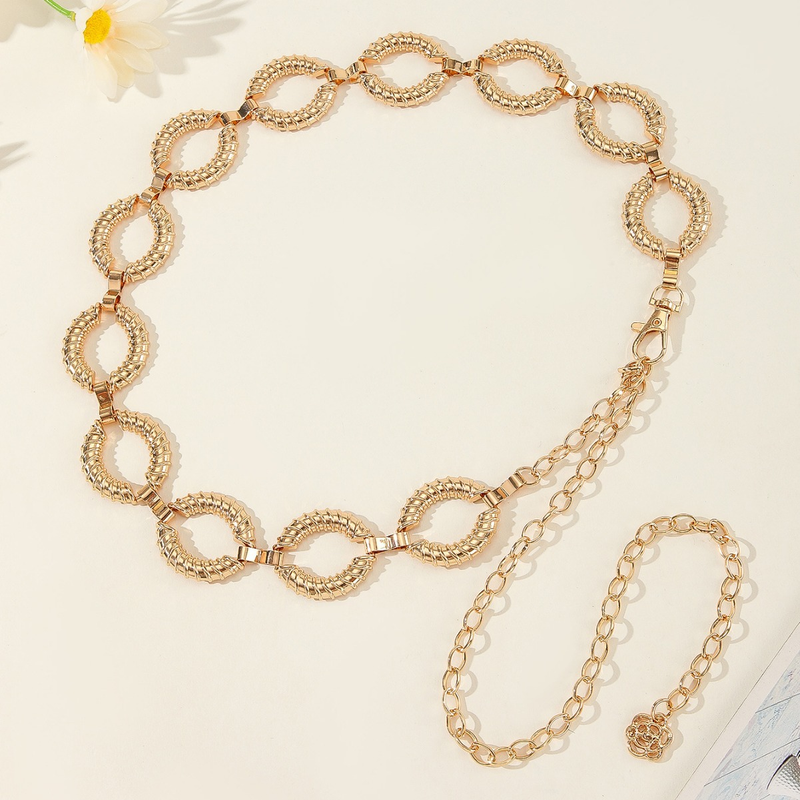Cintura in oro con catena, elegante e versatile, stile coreano, da donna, in metallo, con grande anello rotondo, decorazione per la vita._voghion.com