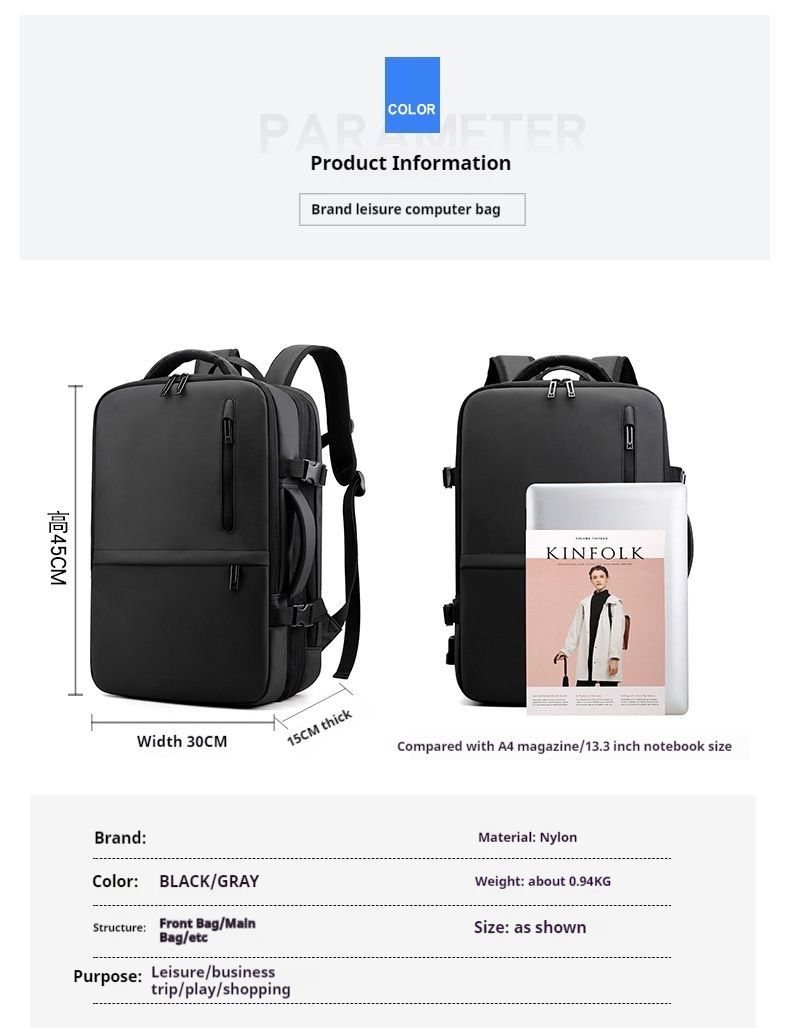 New high-end quality business backpack, large capacity waterproof computer backpack, travel fashion backpack_voghion.com