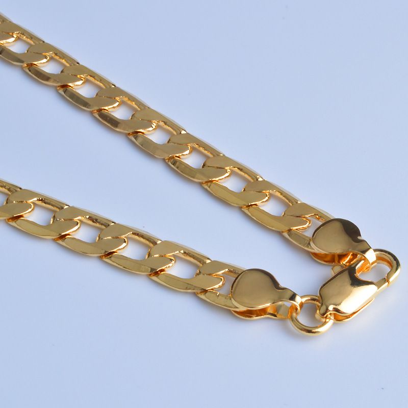 Fashion Fine Classic 8MM sideways gold Necklace charms Sterg sier for men woman Jewelry wedding party Holiday gifts_voghion.com