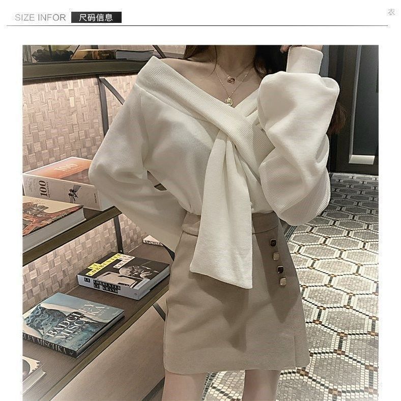 Unique Design Cross V-Neck Sweater For Women Spring Autumn 2025 New Korean Style Loose Versatile Base Knitted Top_voghion.com