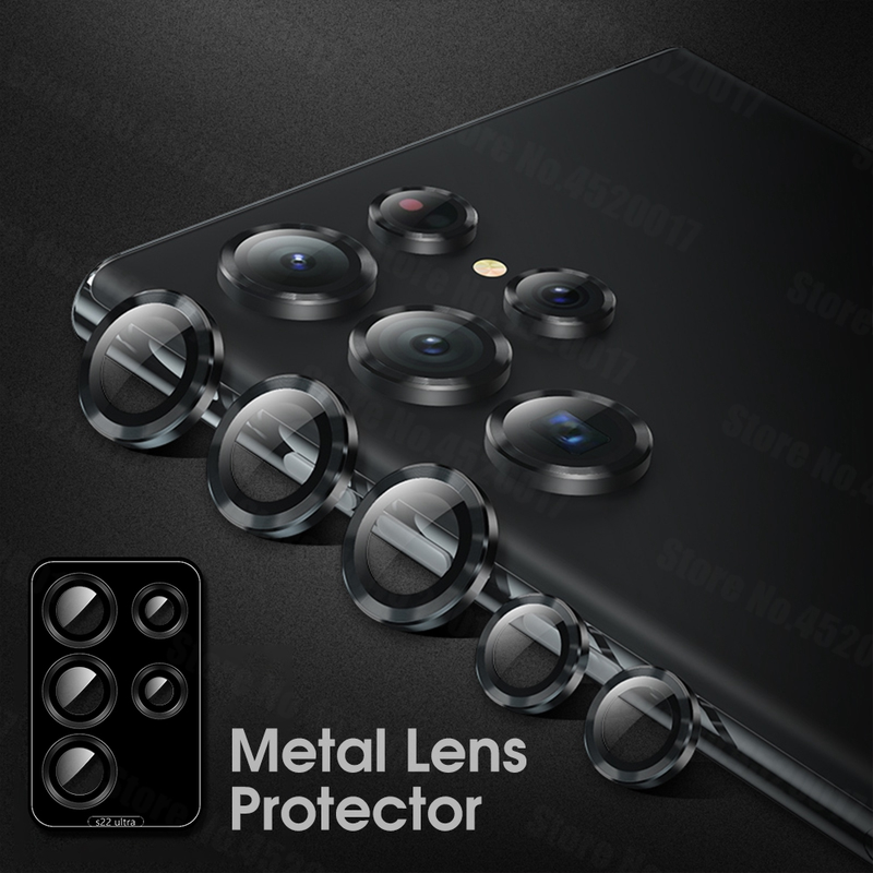 Lente de câmera de metal para Samsung S22 Ultra S22Ultra Lente de câmera de liga de alumínio Vidro para Samsung Galaxy S22 Ultra Tela Pr_voghion.com