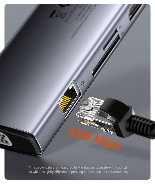 Baseus USB C HUB vers HDMI VGA USB 3.0 Adaptateur 9/11 en 1 USB Type C HUB Dock pour MacBook Pro Air PD RJ45 Lecteur de carte SD_voghion.com