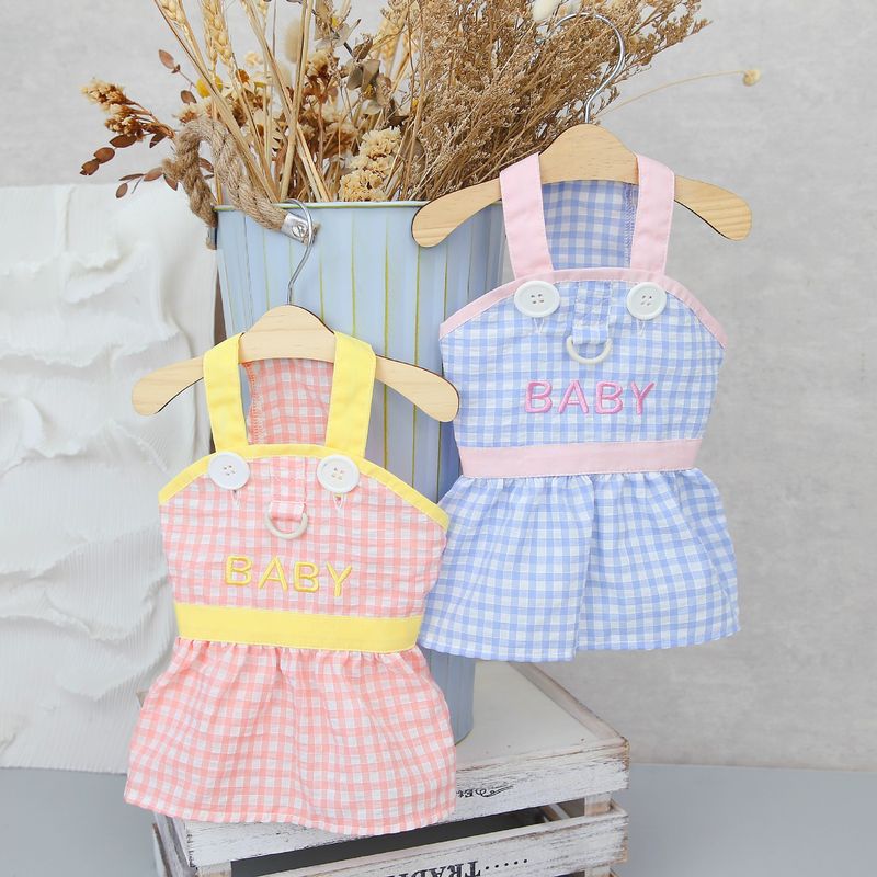 Prinzessin Hund Haustier Kleidung Frühling/Sommer Neue 23BABY Plaid Rock_voghion.com
