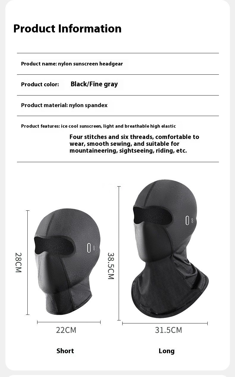 Riding Sun Mask, Motorcycle With Inner Lining Of Men's Women's Ice Silk Scarf, Spring And Summer UV Protection Hood Mask_voghion.com