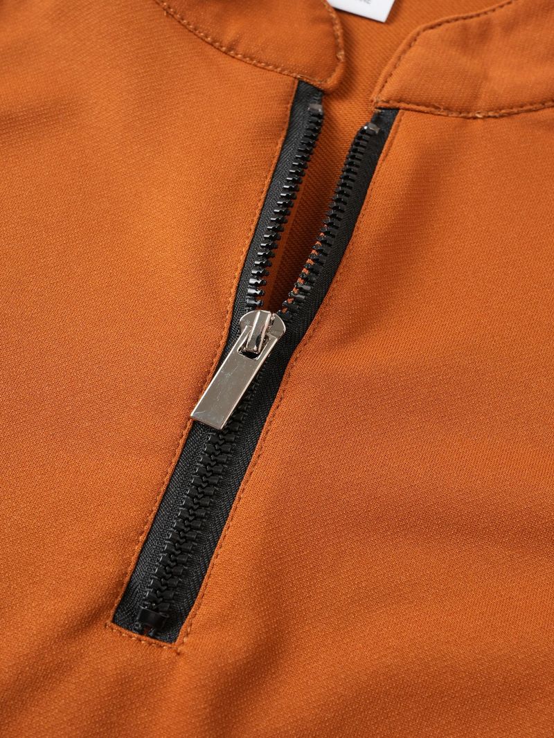 Men's Performance Stripe Zip-Neck T-Shirt – Moisture-Wicking Long Sleeve Workout Top For Gym & Streetwear_voghion.com