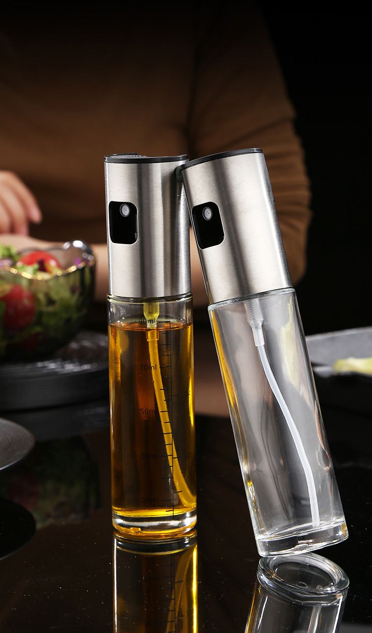 Flacone spray per olio in acciaio inossidabile 304 - Erogatore a pressione per nebulizzazione per cucina e barbecue, a prova di perdite, per olio, aceto e salsa._voghion.com