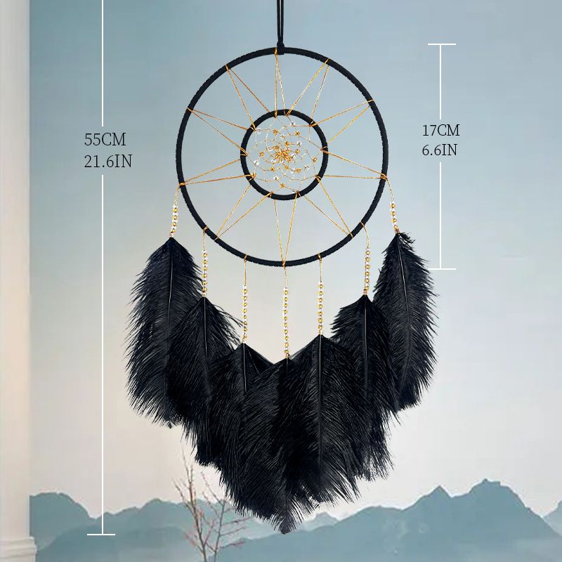 Original High-end Ostrich Feather Dream Catcher Hanging Black Gold Style European And American Creative Indoor_voghion.com