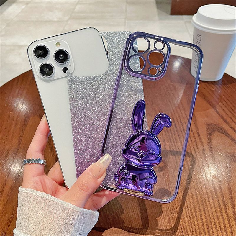 Gradient Glitter Rabbit Holder Phone Case For Samsung A55 A35 A25 A15 A54 A34 A24 A14 A13 A23 A33 A53 A12 A22 A32 A52_voghion.com