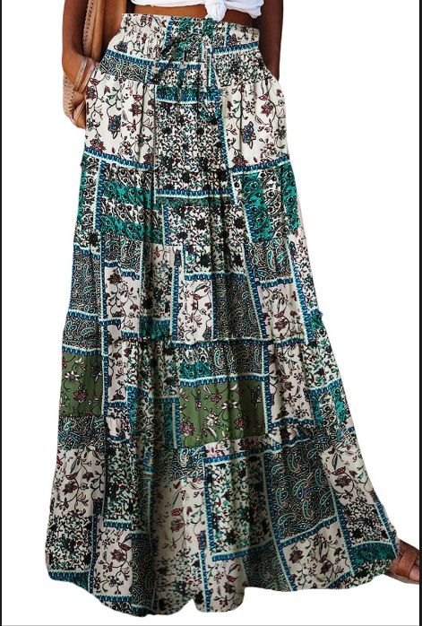 Gonna lunga a vita alta, nuova gonna casual ampia da donna_voghion.com