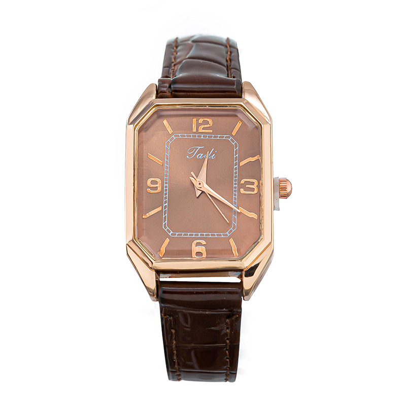Pinduoduo 2024 Trendy New Bright Belt Women's Square Fashion Digital Scale Quartz Watch_voghion.com