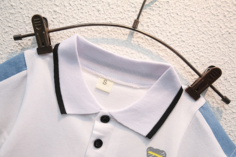 Set di pantaloncini di jeans a maniche corte per polo coreana dei cartoni animati nuovi ragazzi estivi per bambini_voghion.com