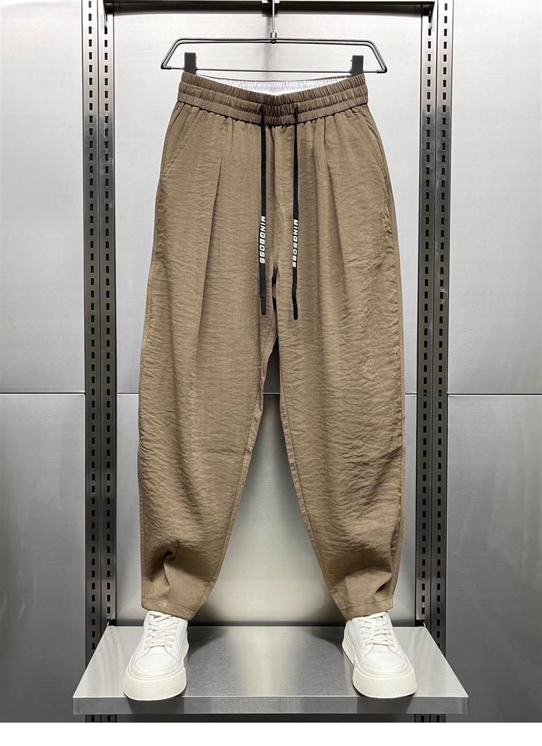 Men's Clothing 2024 Summer New Cotton and Linen Ultra thin Casual Pants Men's Breathable Drape Pants Trendy Loose Harem Carrot Pants_voghion.com