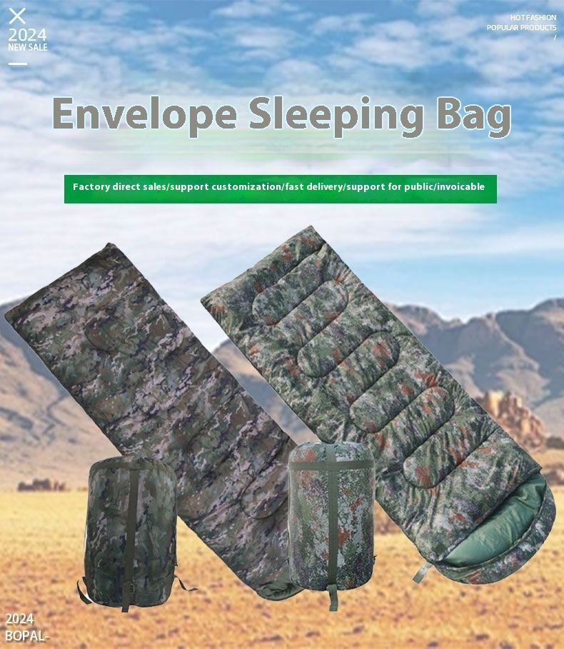 Camouflage Umschlag Outdoor Camping Tragbarer warmer Schlafsack Einzelwintersommer verdickte Baumwolle Dustp_voghion.com