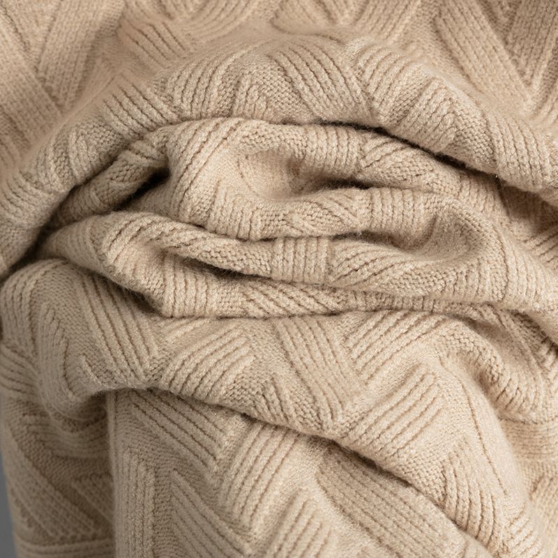 Women's Jacquard Knit Set – Mock Neck Top & Midi Skirt (One Size, Viscose-Blend, Black/Beige/Khaki/Olive/Lavender, Fall Workwear Collection)_voghion.com