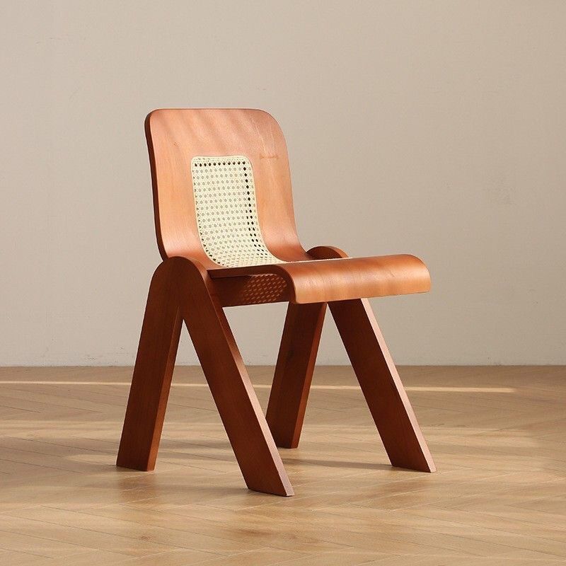 Designer Vintage Solid Wood Light Luxury Rattan Bedroom Creative French Backrest Dining Chair Nordic Style Simple_voghion.com