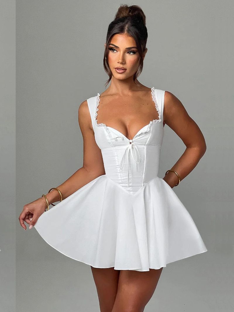 Varrukateta naiste temperamentne Camisole pitsist seljata kleit_voghion.com