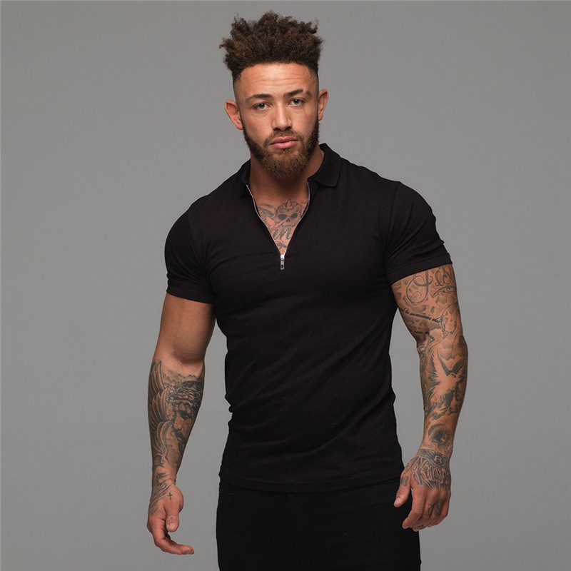 Muscle Male Brother Sport Poloshirt Poloshirts Herren Sommer Revers Kurzarm Fitness T-Shirt_voghion.com