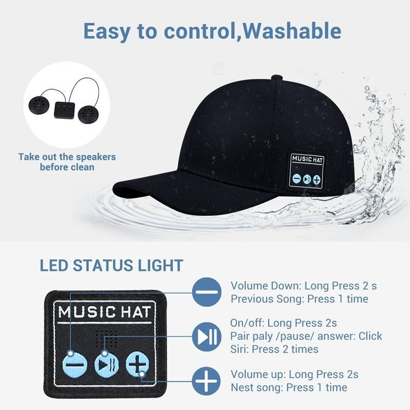 Vanjske bežične slušalice, šešir, bejzbol s kapom, glazbeni zvučnik, Bluetooth mikrofon, handsfree slušalice za trčanje_voghion.com