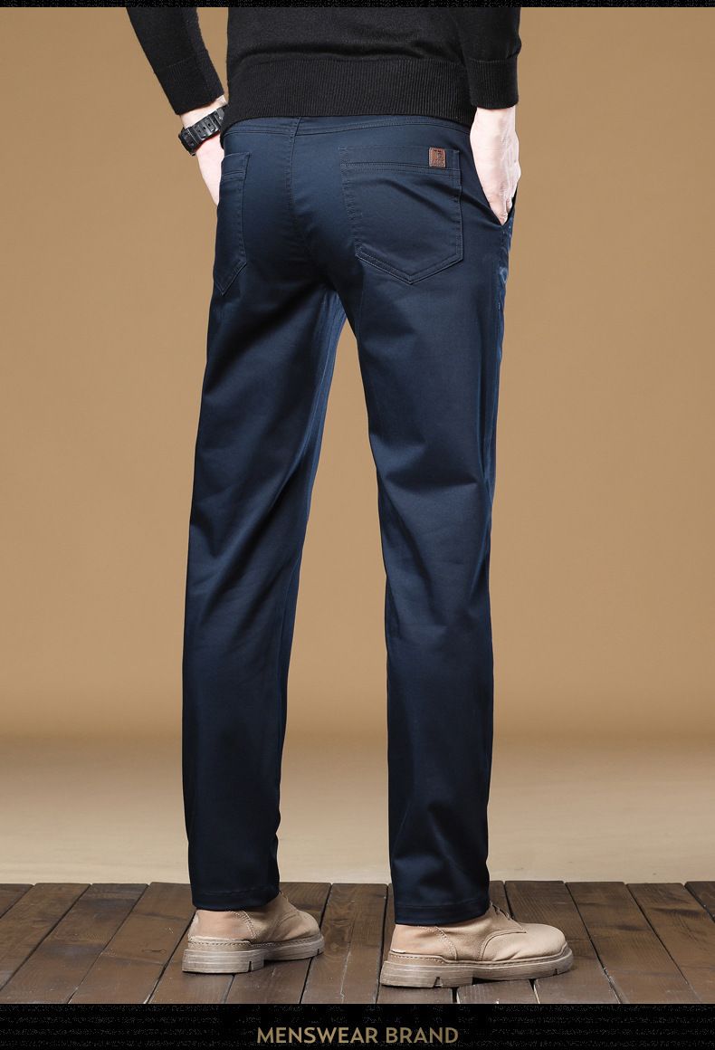 "Men's Stretch Casual Jogger Pants - Lightweight Cotton Blend, Elastic Waist, Straight Leg, Solid Color For Spring & Fall_voghion.com