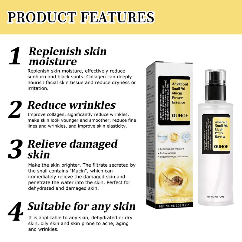 OUHOE Snail 96 Collagen Power Moisturizing And Repairing Skin Barrier Essence_voghion.com