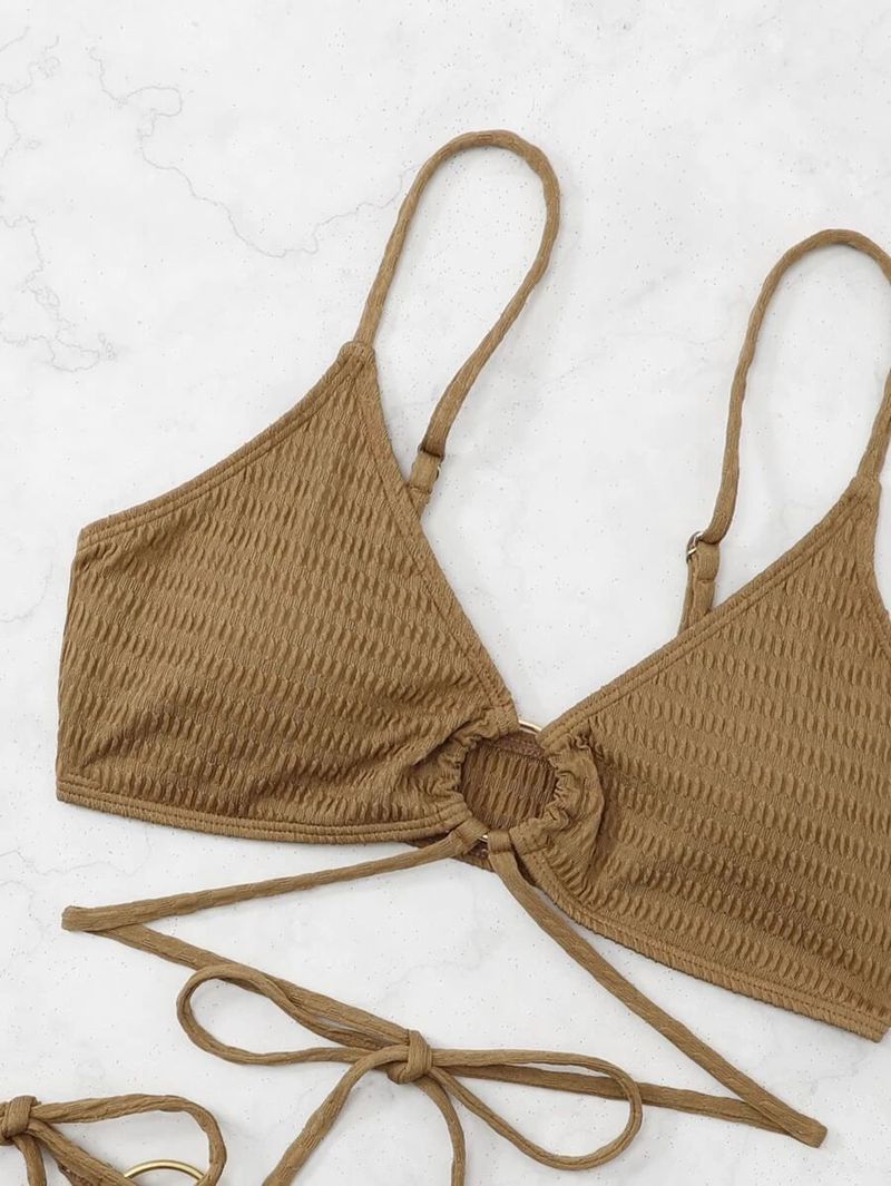 Women's Clothing Swimsuit Women's Summer New Sexy Ins Bikini Suit Solid Color Lace Up Durable Backless Swimsuit_voghion.com