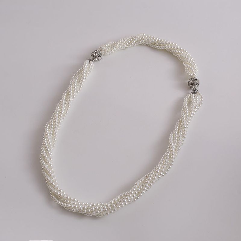 Xiaoxiangfeng imitation pearl necklace, millet beads, multi-layer stacked collarbone chain jewelry, magnetic buckle,_voghion.com